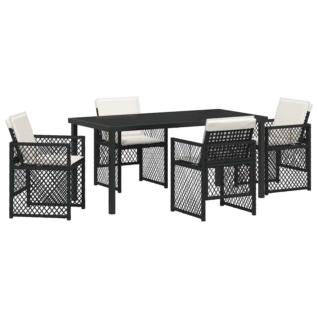 Záhradný jedálenský set 5 pcs Čierna polyratan