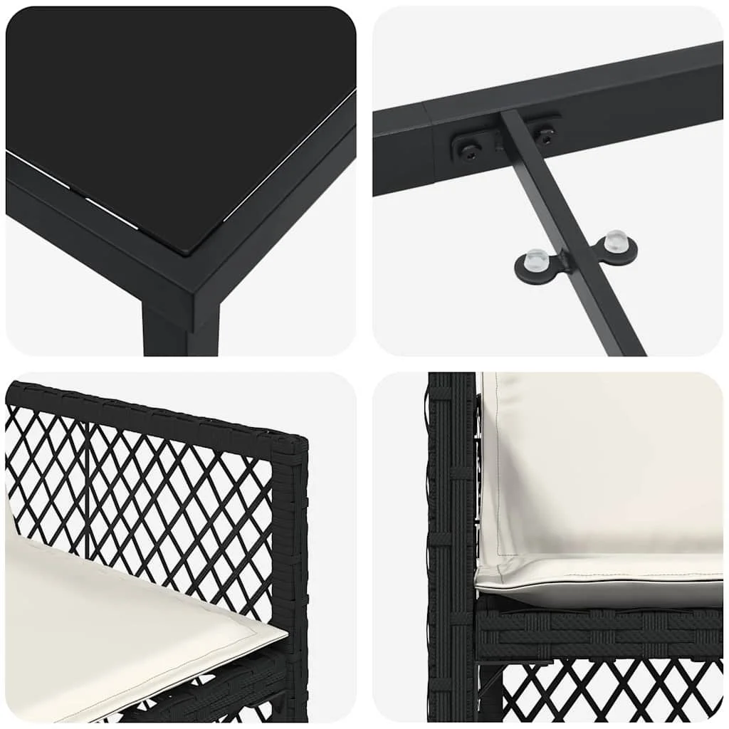 Záhradný jedálenský set 5 pcs Čierna polyratan