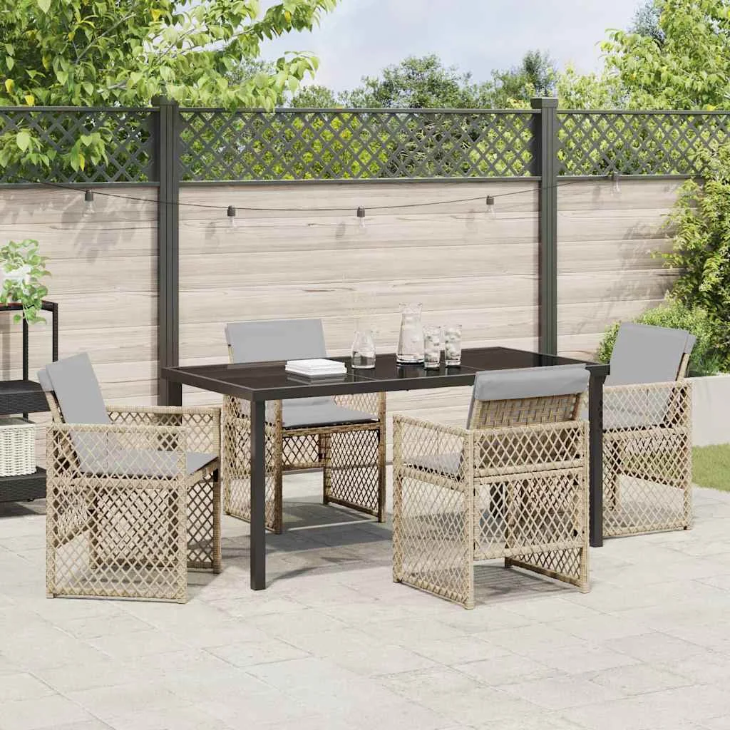 Záhradný jedálenský set 5 pcs Béžová polyratan