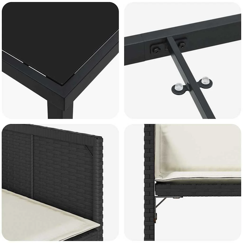Záhradný jedálenský set 5 pcs Čierna polyratan