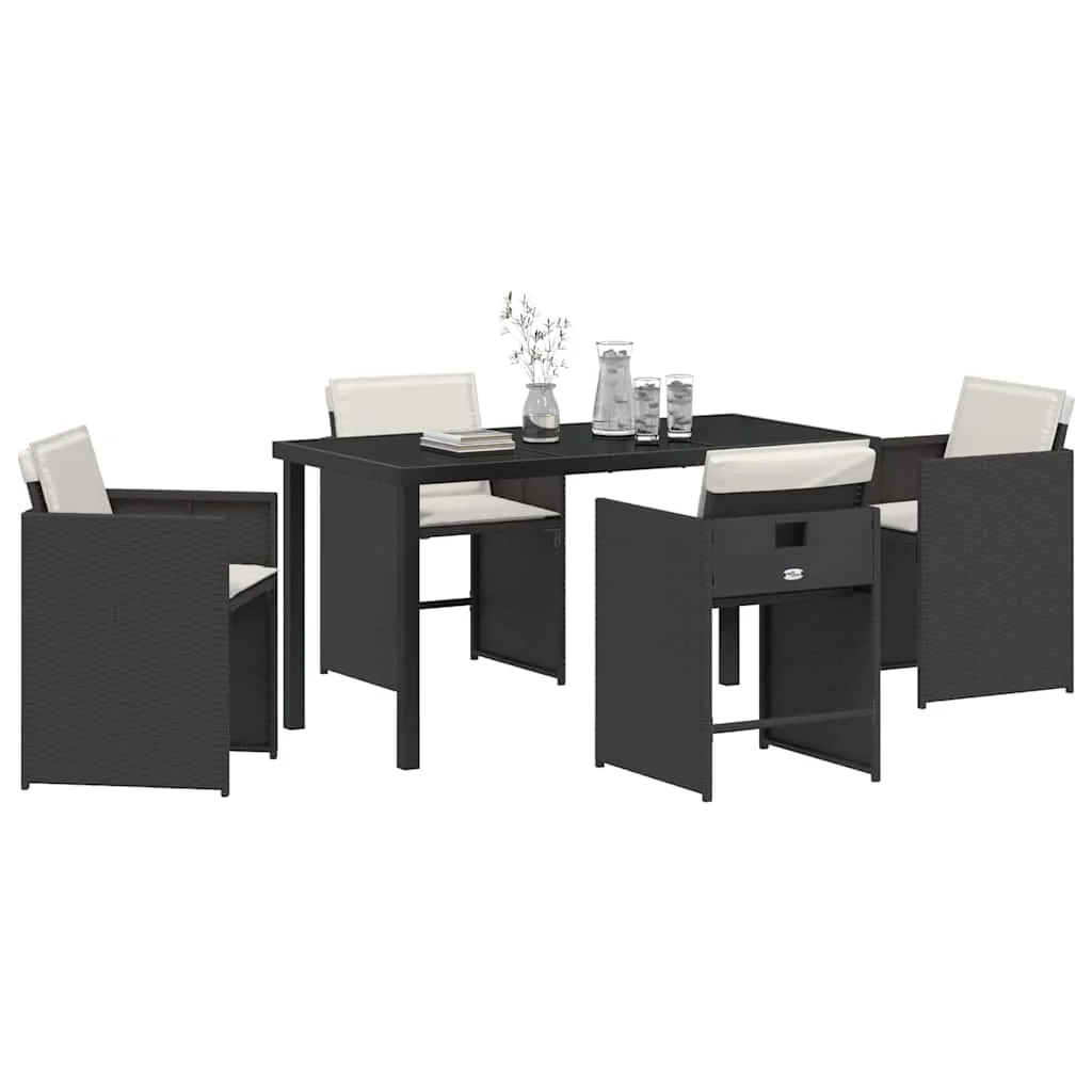 Záhradný jedálenský set 5 pcs Čierna polyratan