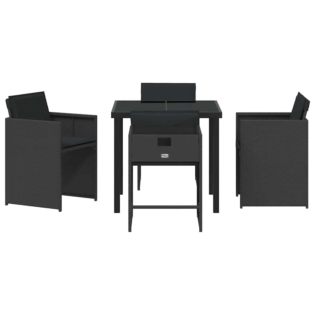 Záhradný jedálenský set 5 pcs Čierna polyratan