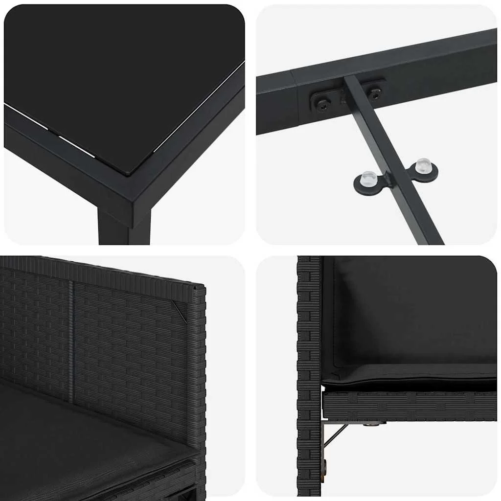 Záhradný jedálenský set 5 pcs Čierna polyratan