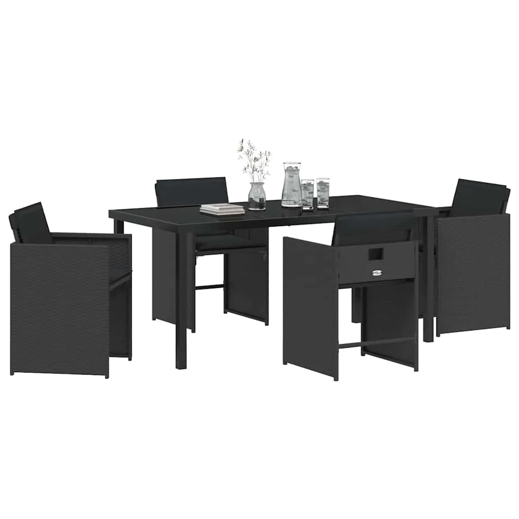 Záhradný jedálenský set 5 pcs Čierna polyratan