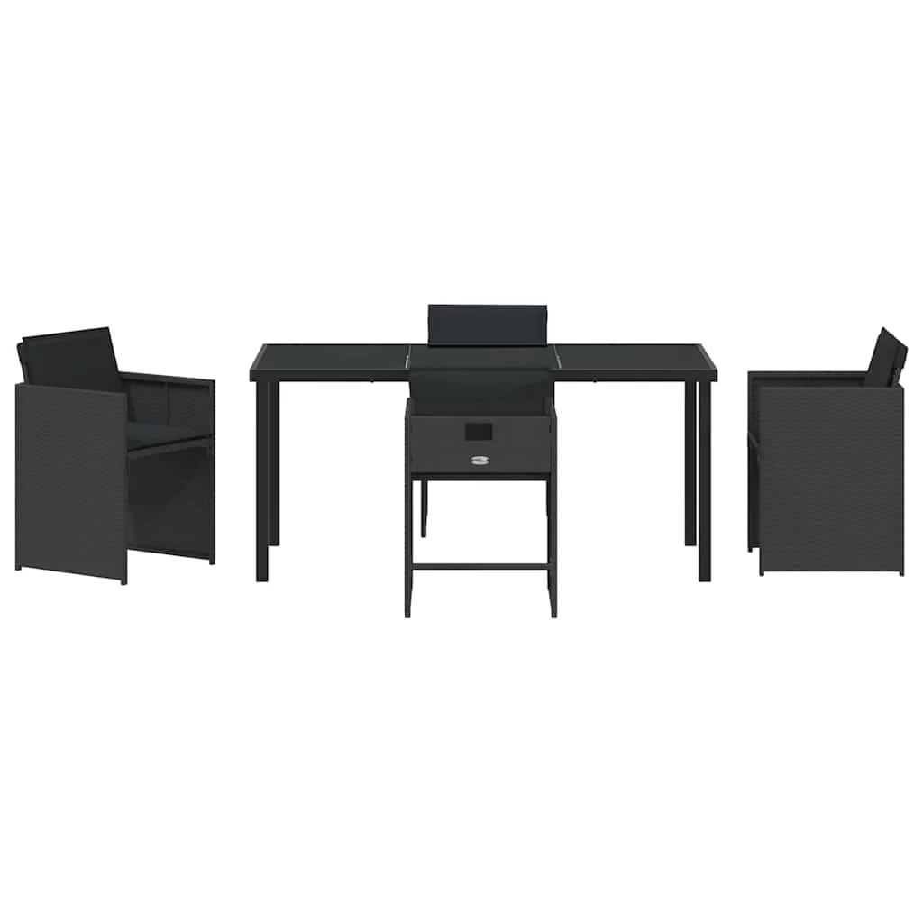 Záhradný jedálenský set 5 pcs Čierna polyratan