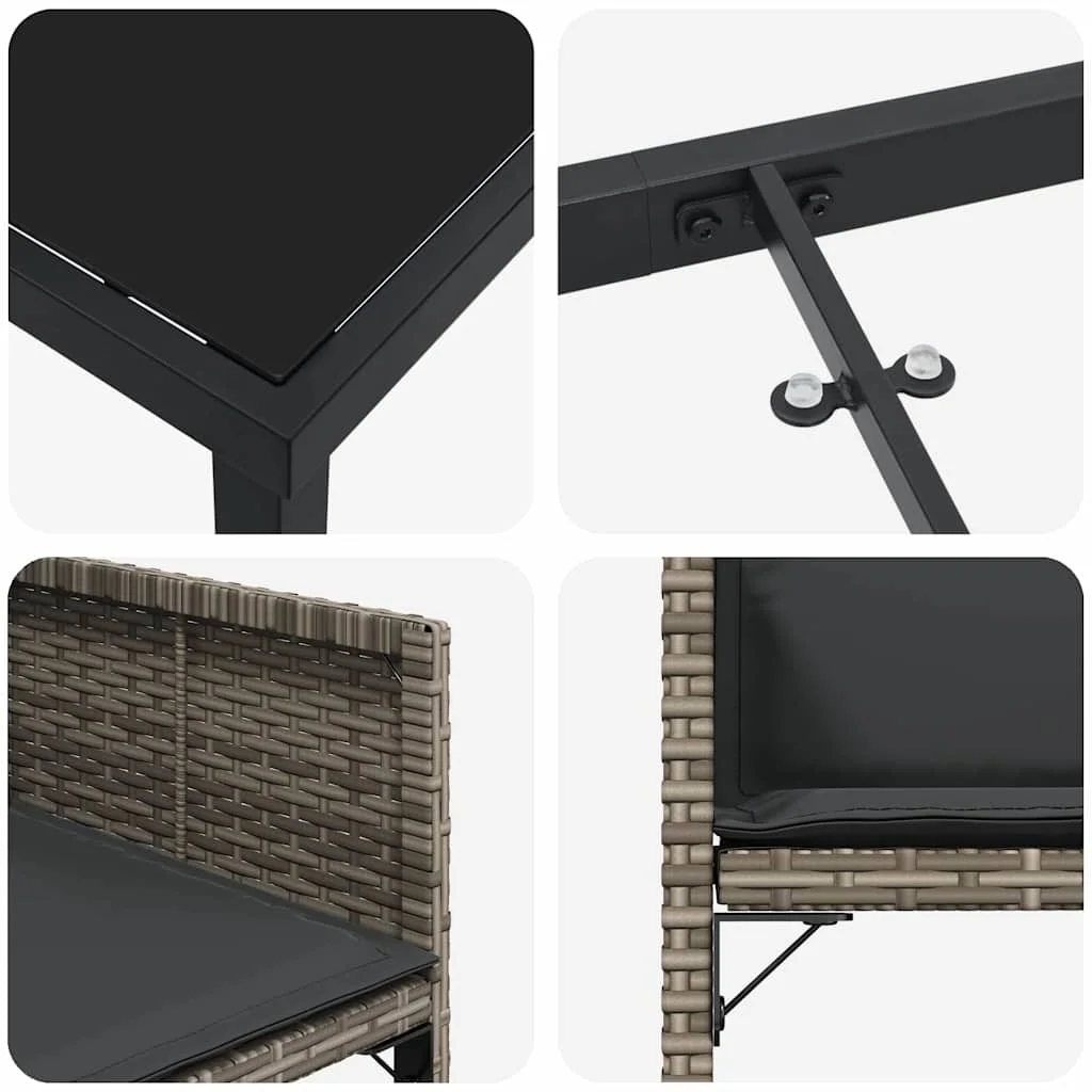 Záhradný jedálenský set 5 pcs Sivá polyratan