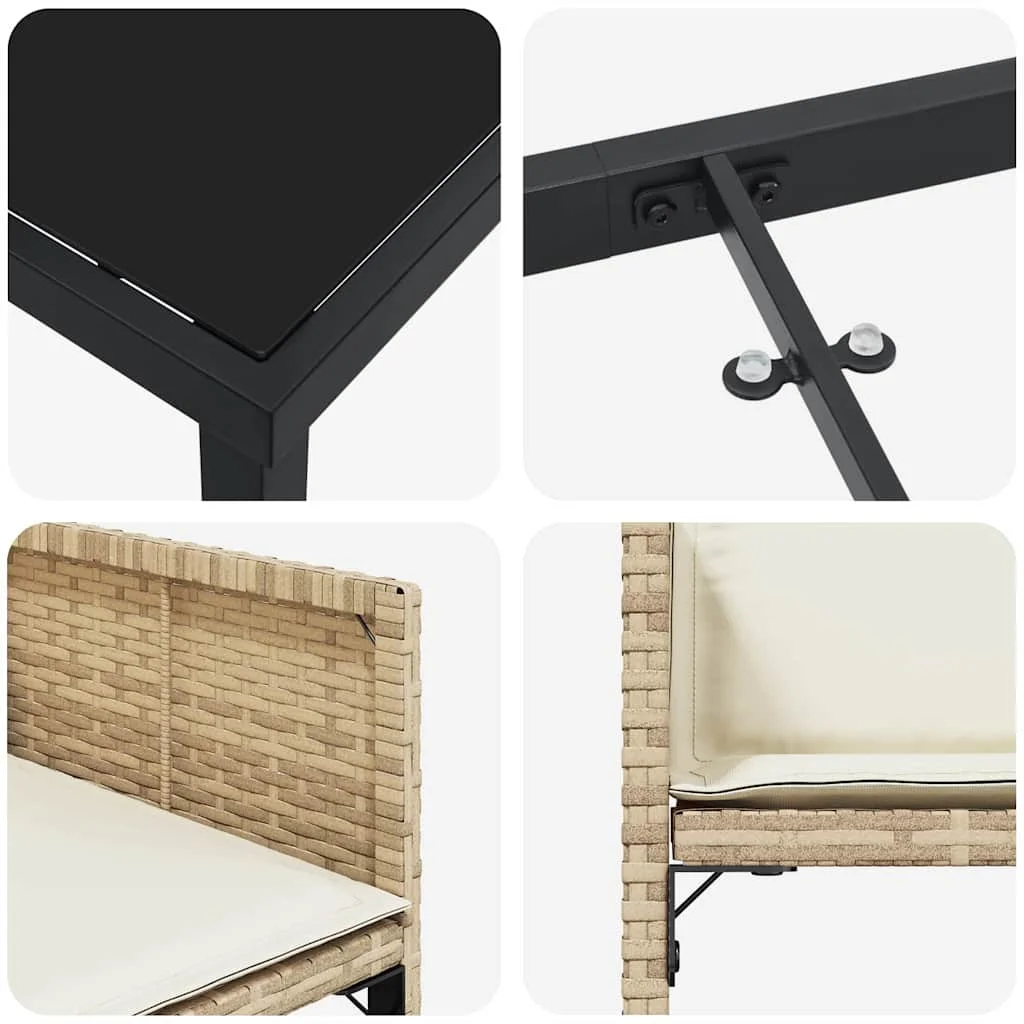 Záhradný jedálenský set 5 pcs Béžová polyratan