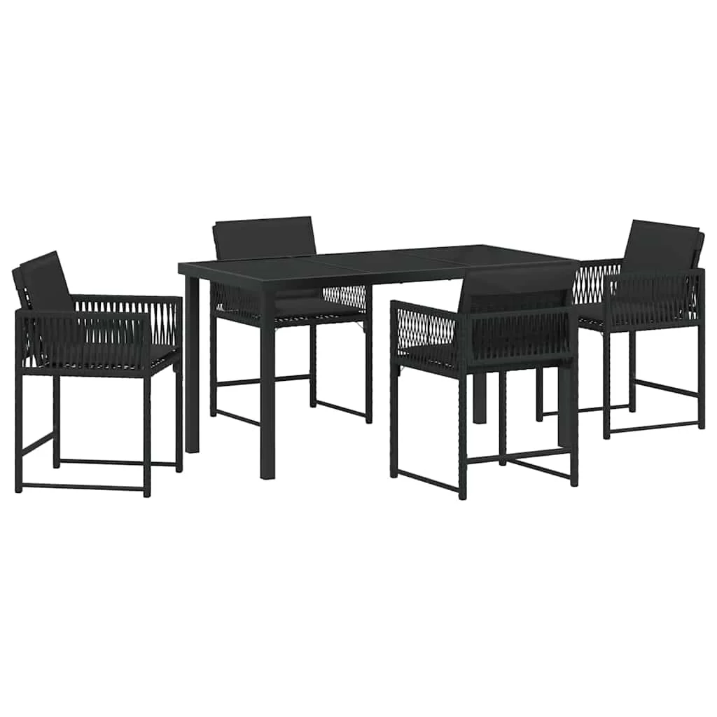 Záhradný jedálenský set 5 pcs Čierna polyratan