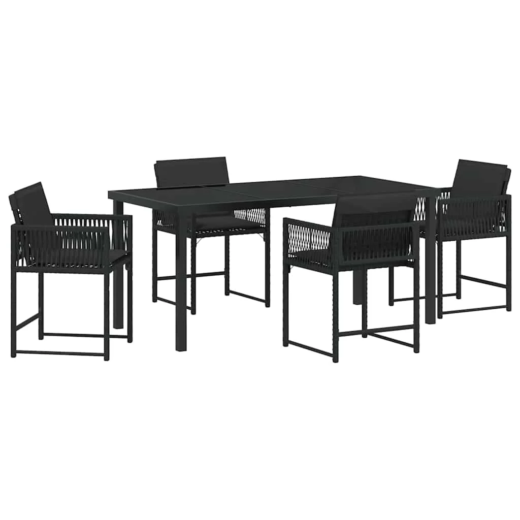 Záhradný jedálenský set 5 pcs Čierna polyratan