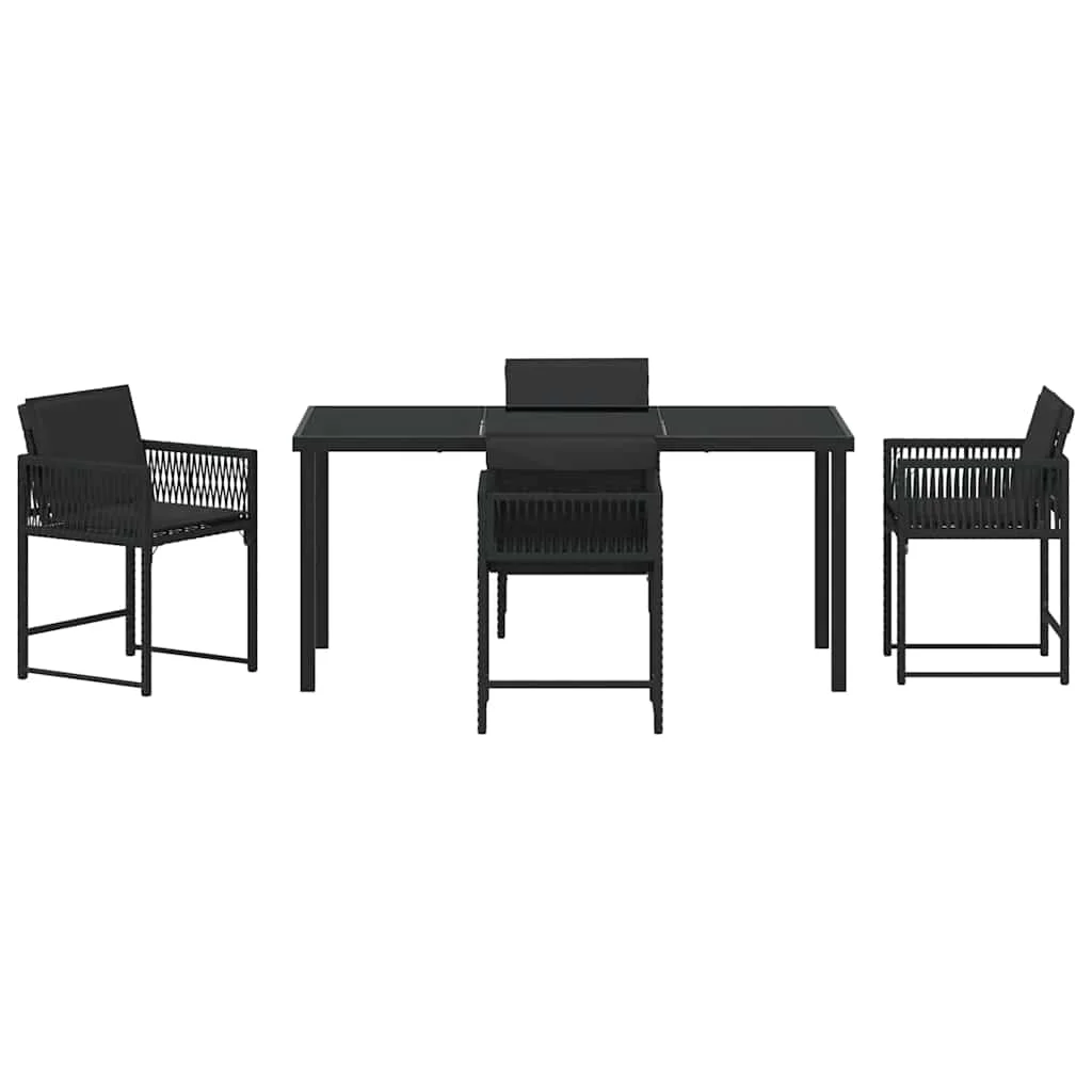 Záhradný jedálenský set 5 pcs Čierna polyratan
