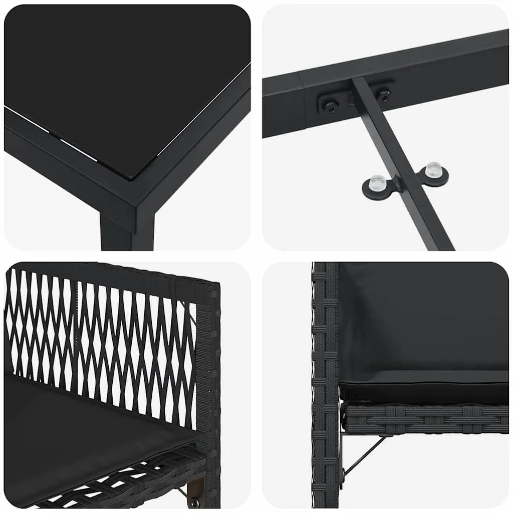 Záhradný jedálenský set 5 pcs Čierna polyratan
