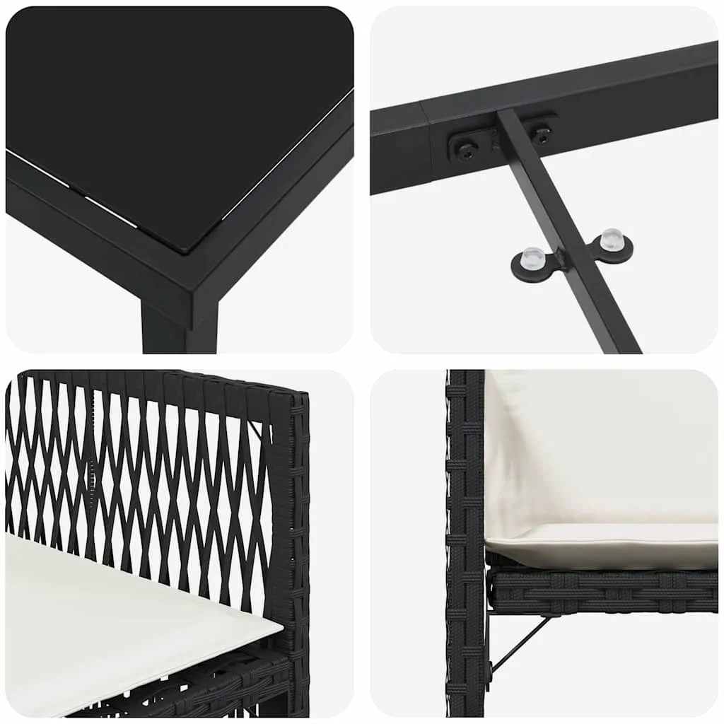 Záhradný jedálenský set 5 pcs Čierna polyratan