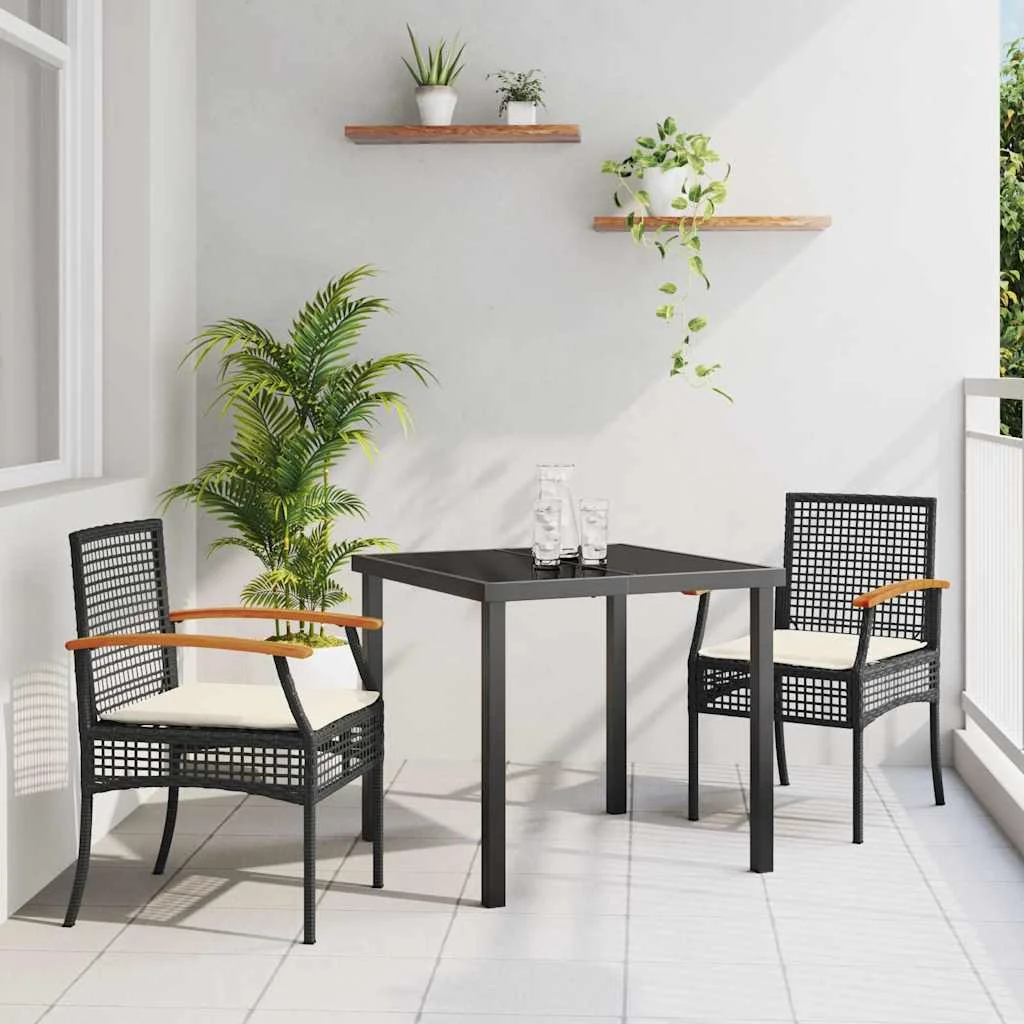 Záhradný jedálenský set 3 pcs Čierna polyratan