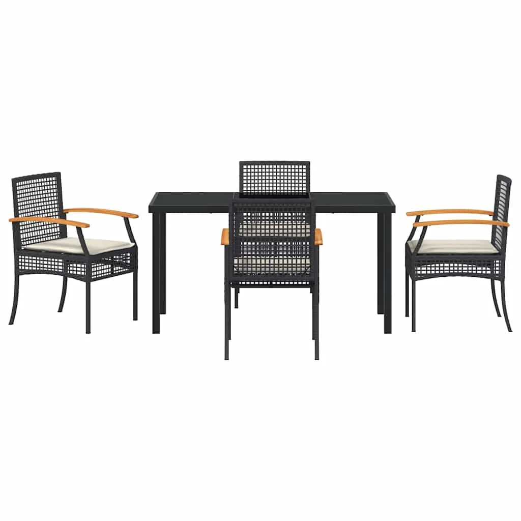 Záhradný jedálenský set 5 pcs Čierna polyratan