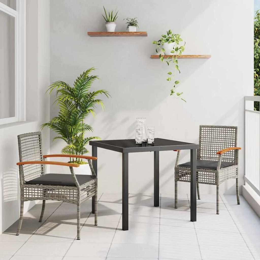Záhradný jedálenský set 3 pcs Sivá polyratan