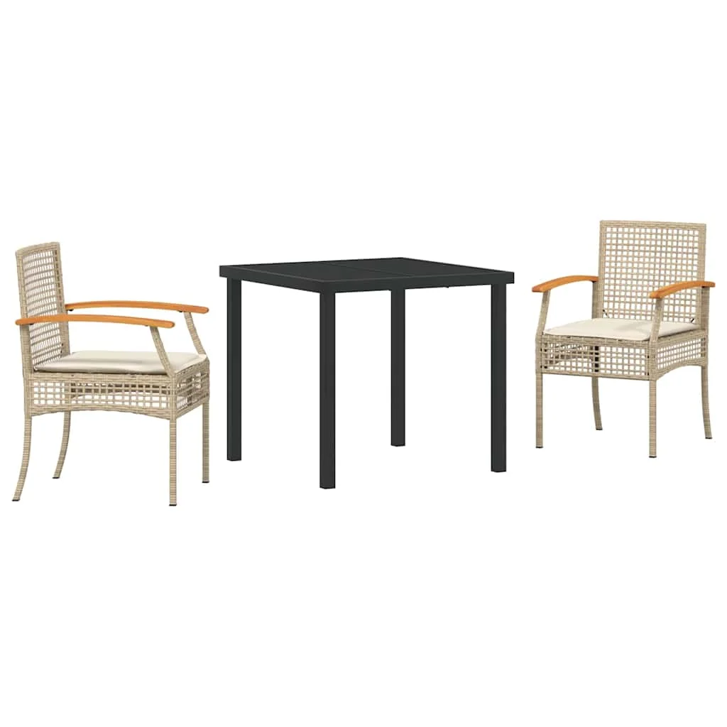 Záhradný jedálenský set 3 pcs Béžová polyratan