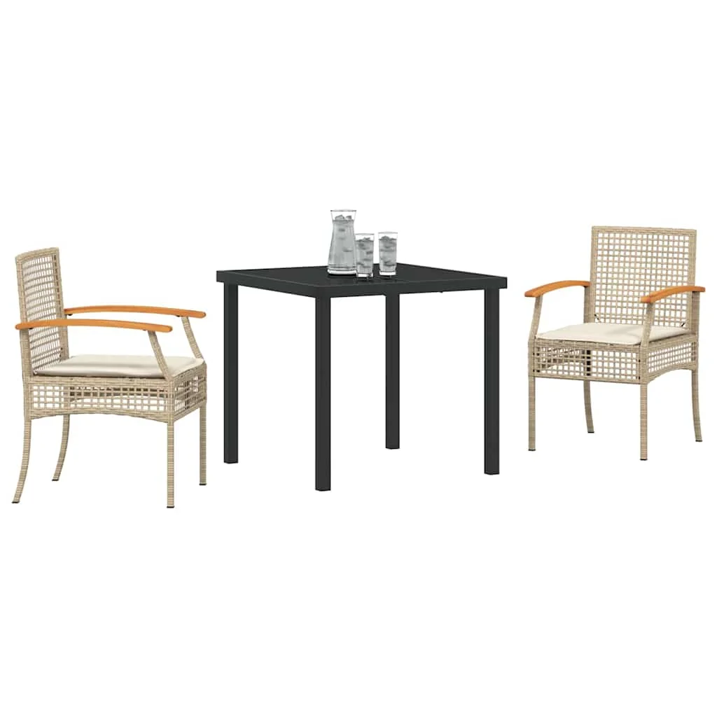 Záhradný jedálenský set 3 pcs Béžová polyratan