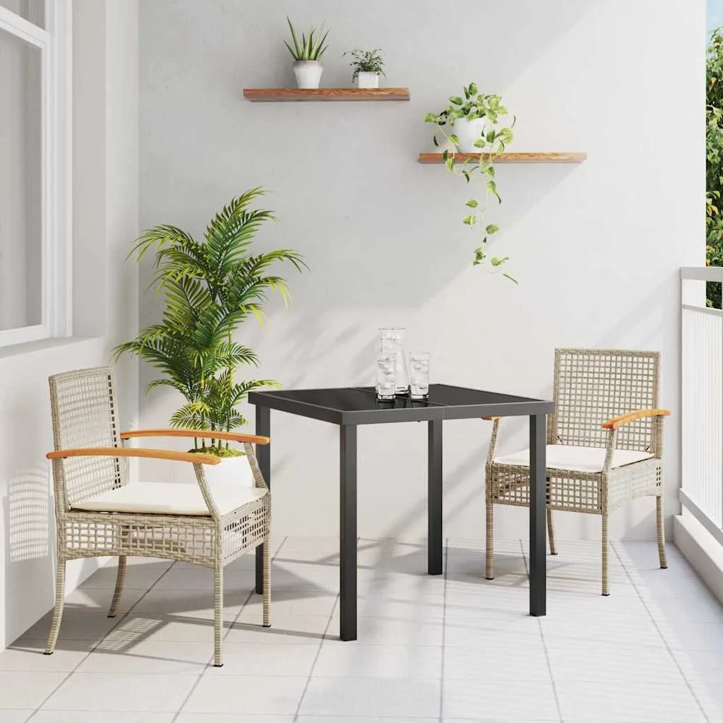 Záhradný jedálenský set 3 pcs Béžová polyratan