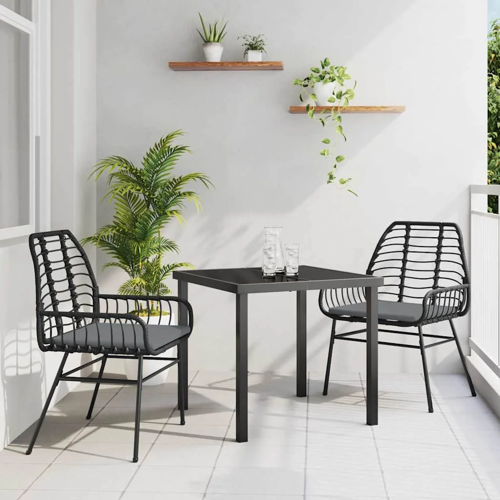 Záhradný jedálenský set 3 pcs Čierna polyratan