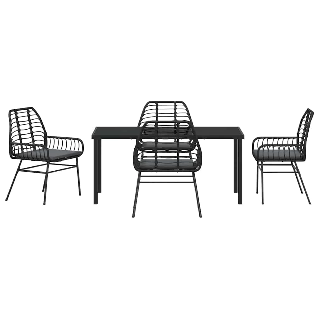 Záhradný jedálenský set 5 pcs Čierna polyratan
