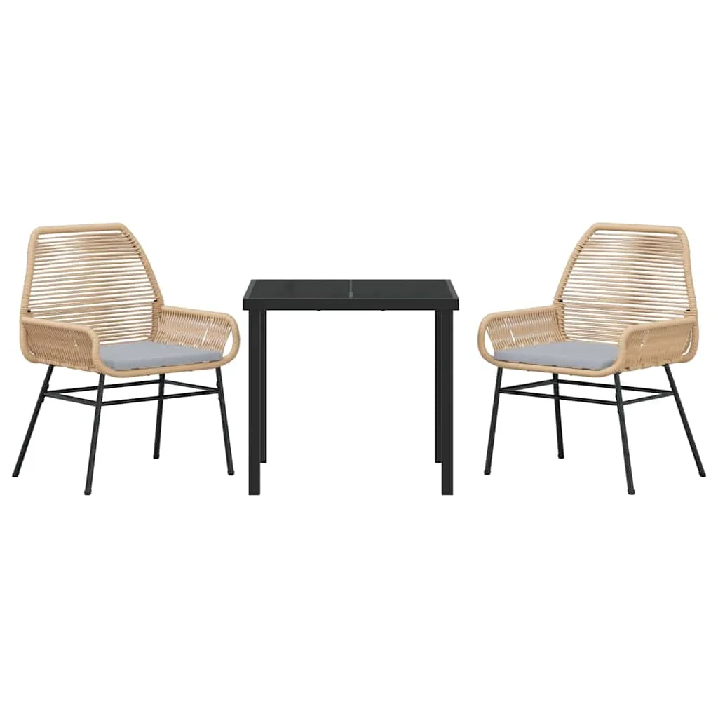 Záhradný jedálenský set s vankúšom 3 pcs Hnedá polyratan