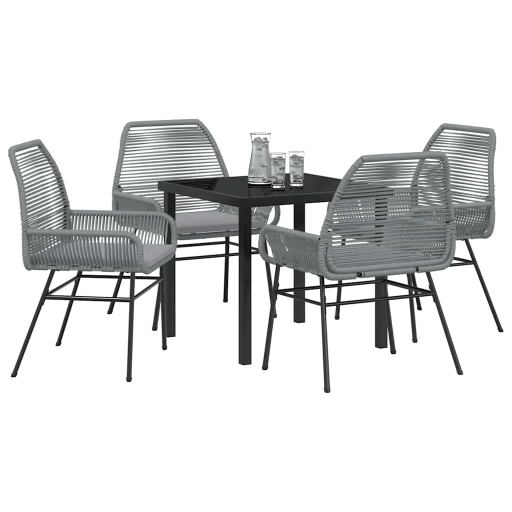 Záhradný jedálenský set s vankúšom 5 pcs Sivá polyratan