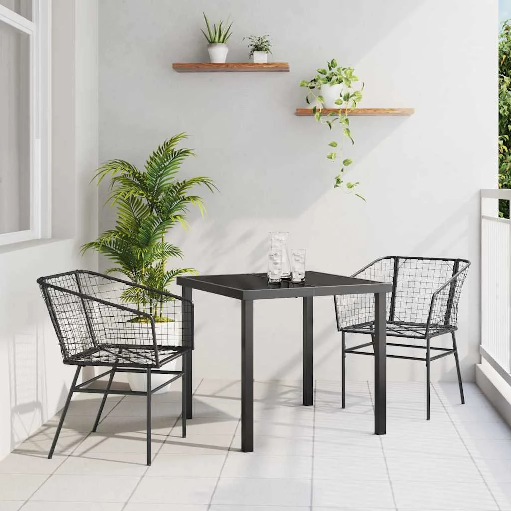 Záhradný jedálenský set 3 pcs Čierna polyratan