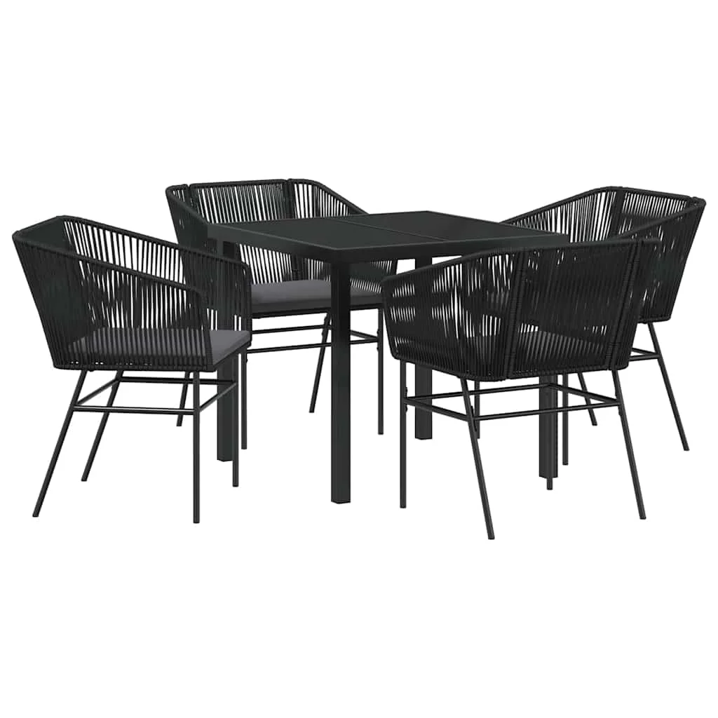 Záhradný jedálenský set 5 pcs Čierna Poly ratan