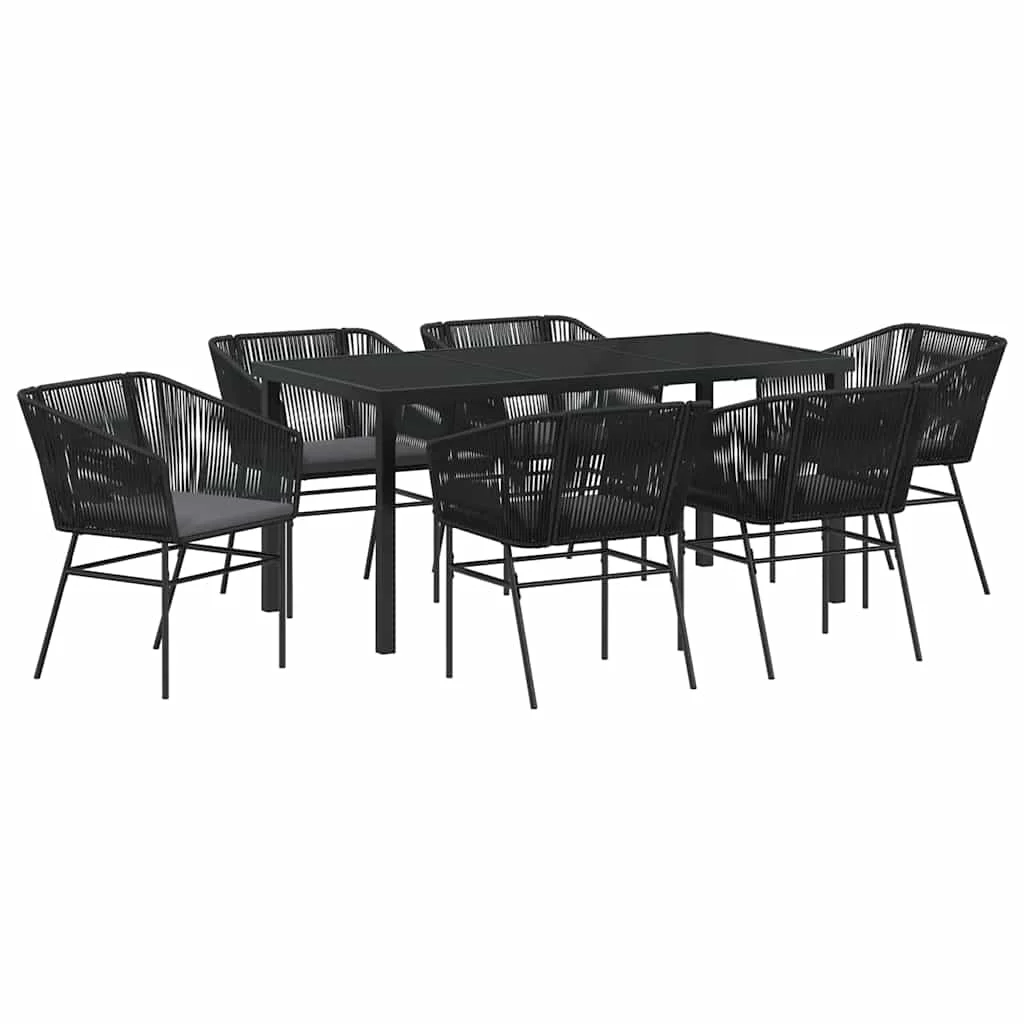 Záhradný jedálenský set s vankúšom 7 pcs Čierna