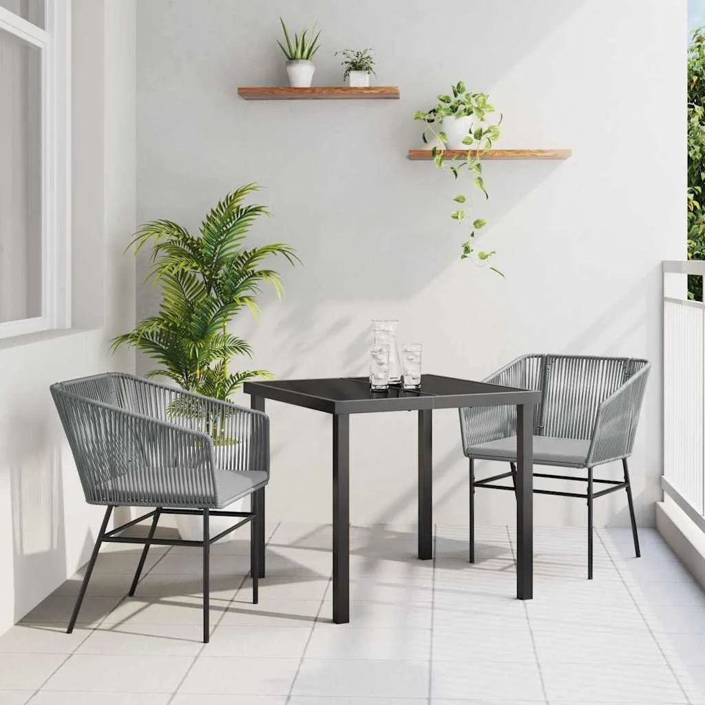 Záhradný jedálenský set 3 pcs Sivá Poly ratan