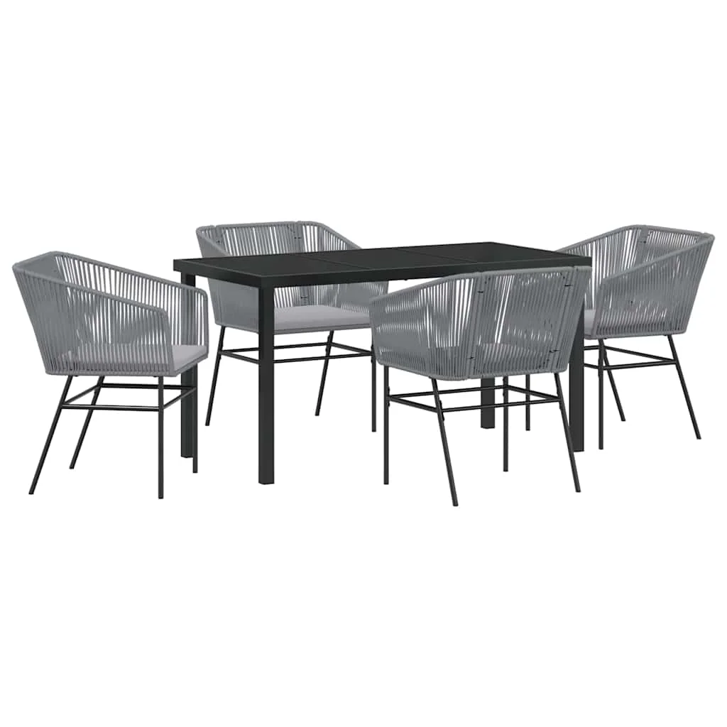Záhradný jedálenský set s vankúšom 5 pcs Sivá