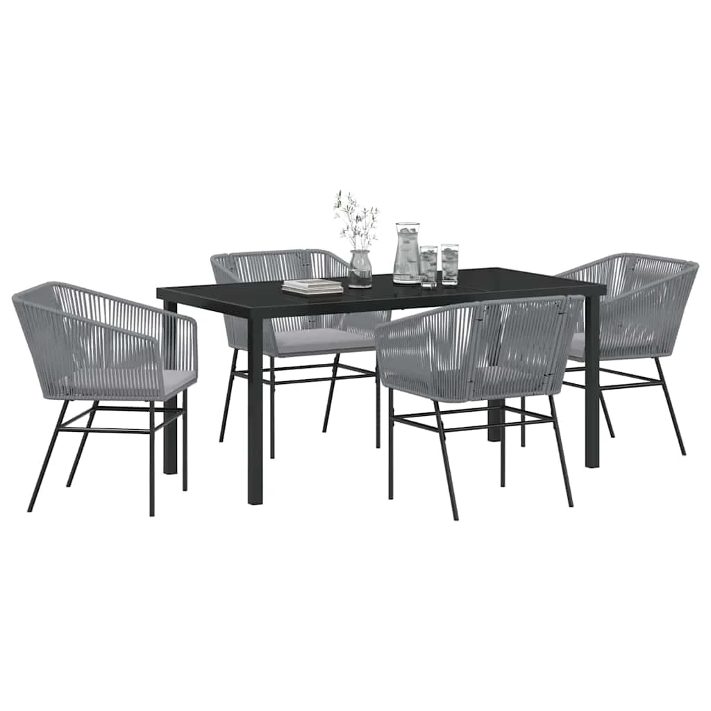 Záhradný jedálenský set 5 pcs Sivá Poly ratan