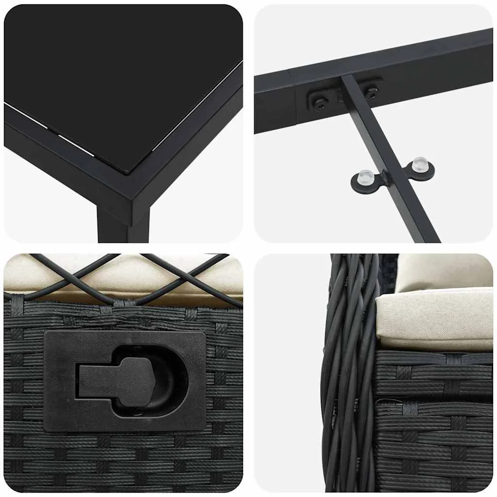Záhradný jedálenský set 5 pcs Čierna polyratan