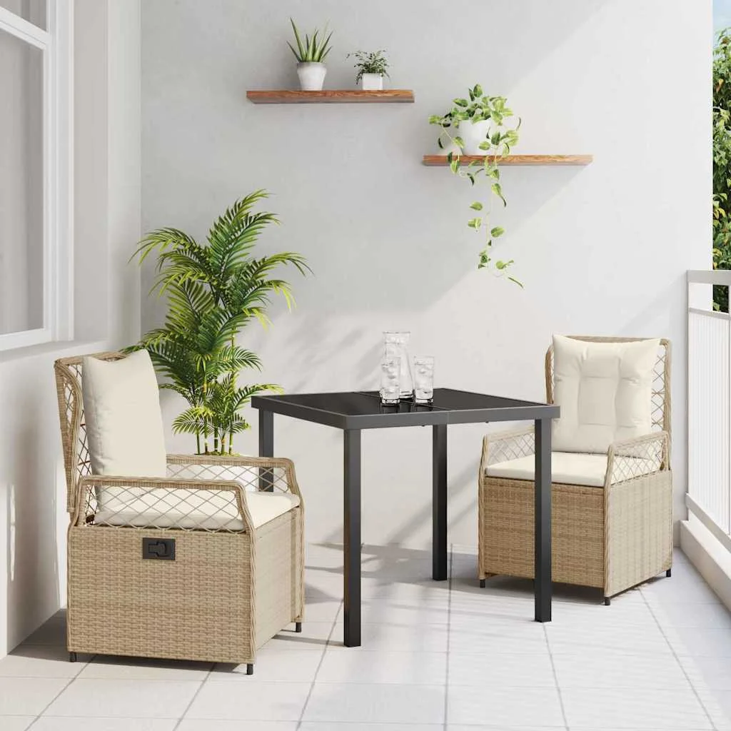 Záhradný jedálenský set 3 pcs Bežová a smotanovo biela