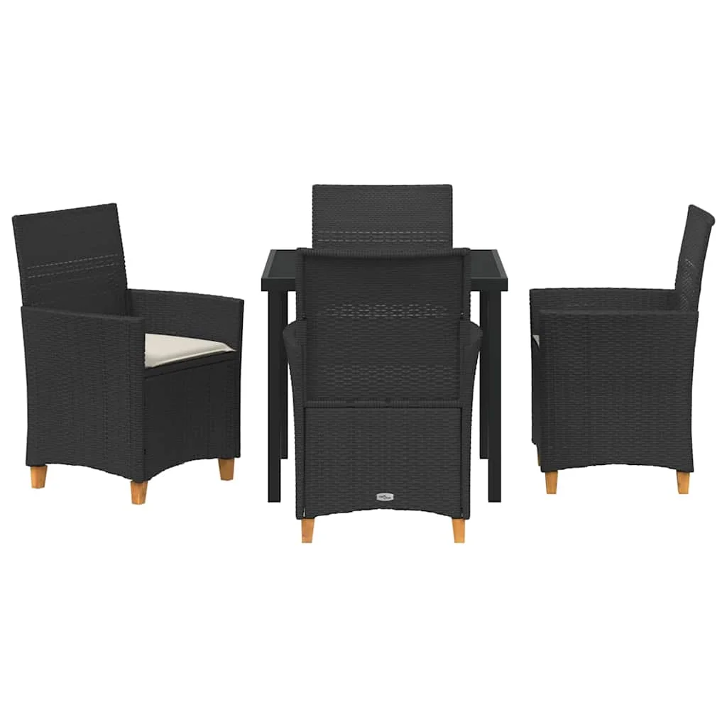 Záhradný jedálenský set 5 pcs Čierna polyratan