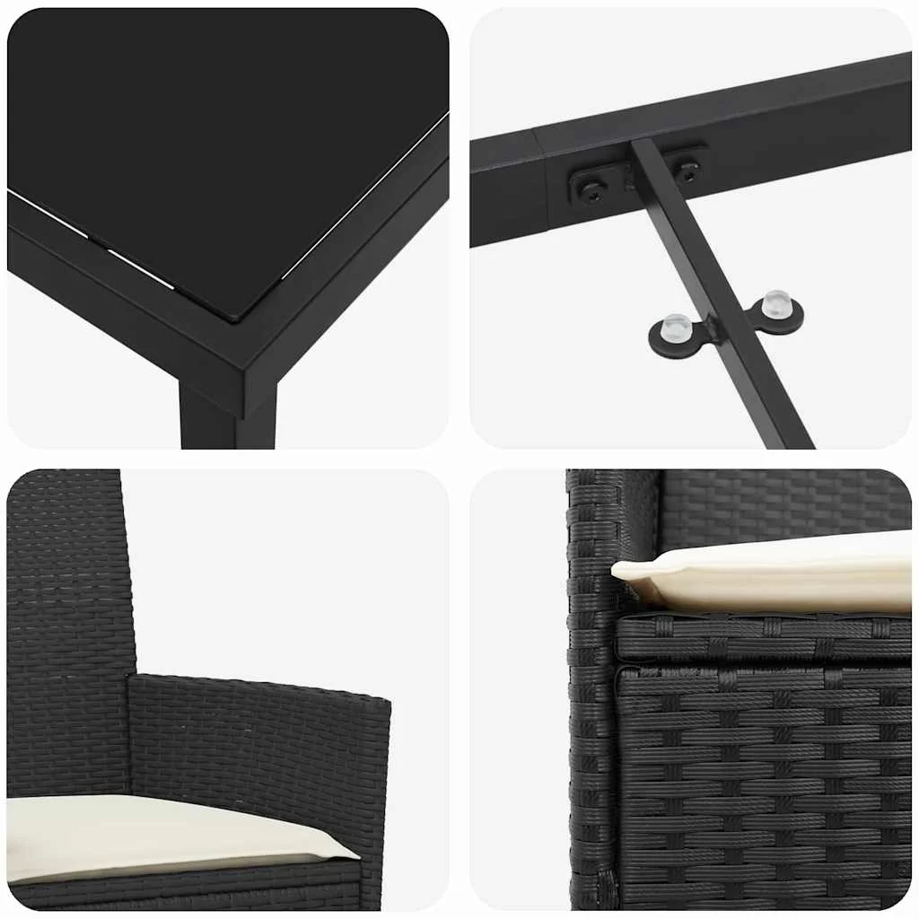 Záhradný jedálenský set 5 pcs Čierna polyratan