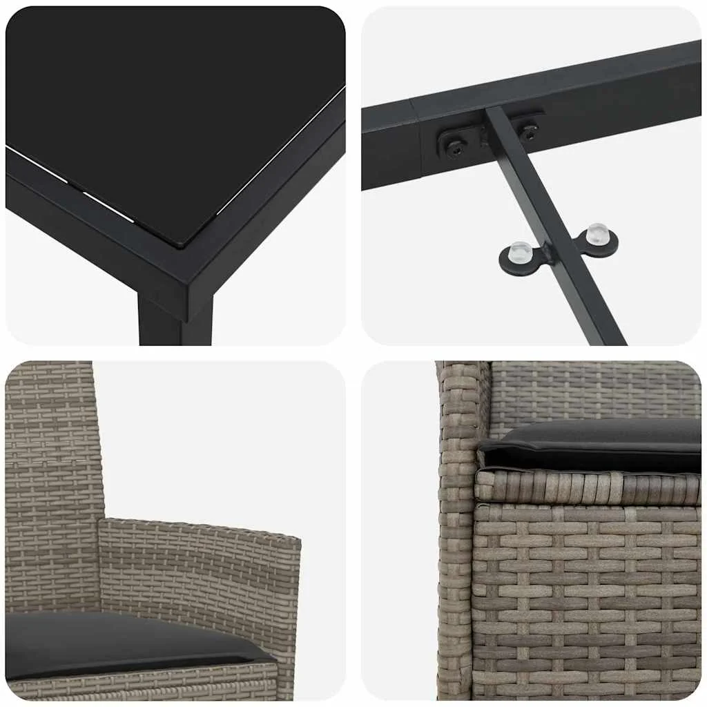Záhradný jedálenský set 5 pcs Sivá polyratan