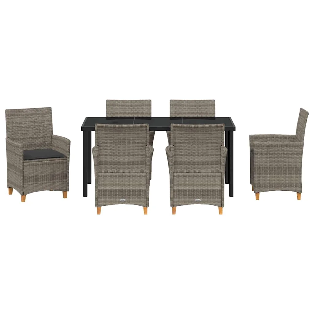 Záhradný jedálenský set 7 pcs Sivá polyratan