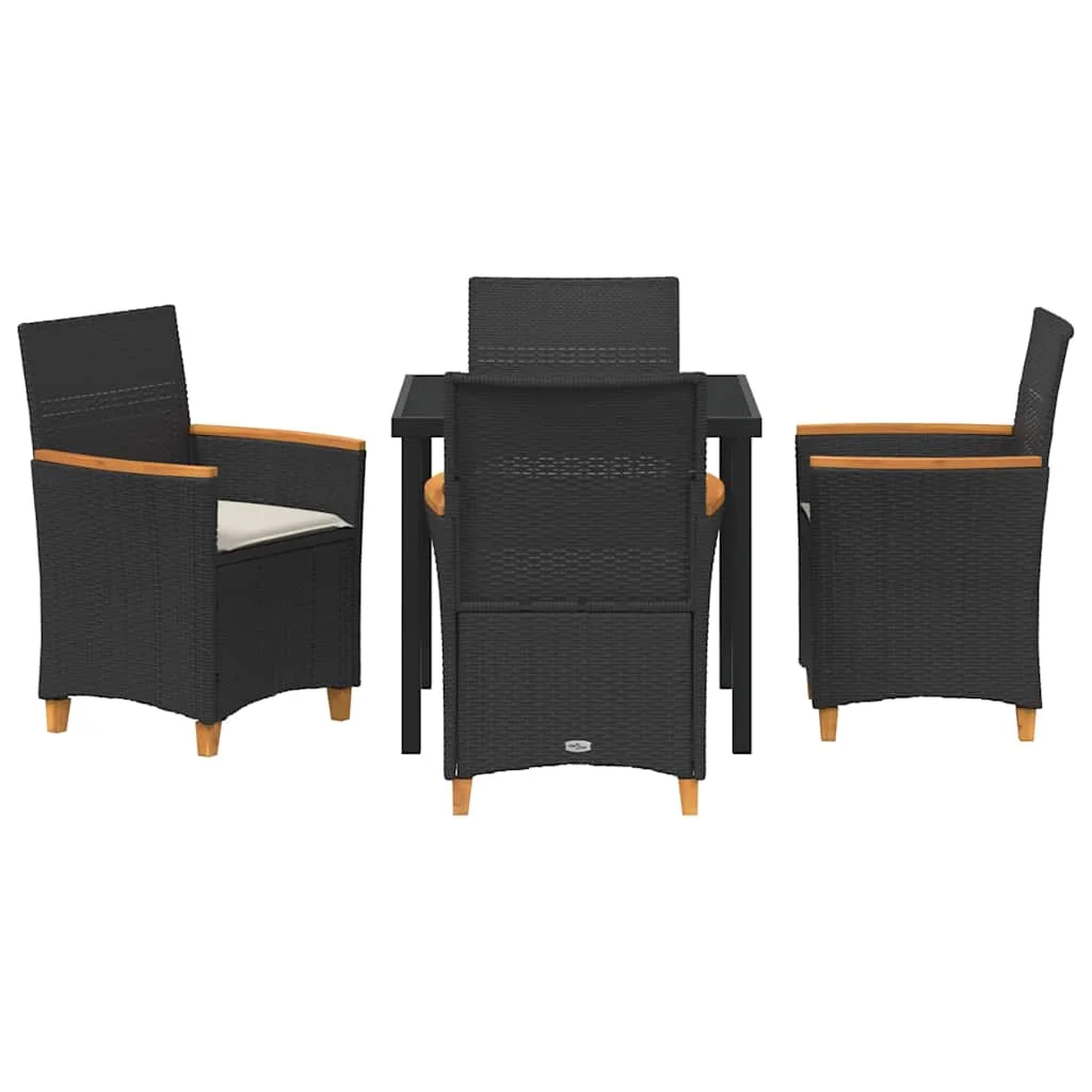 Záhradný jedálenský set 5 pcs Čierna polyratan