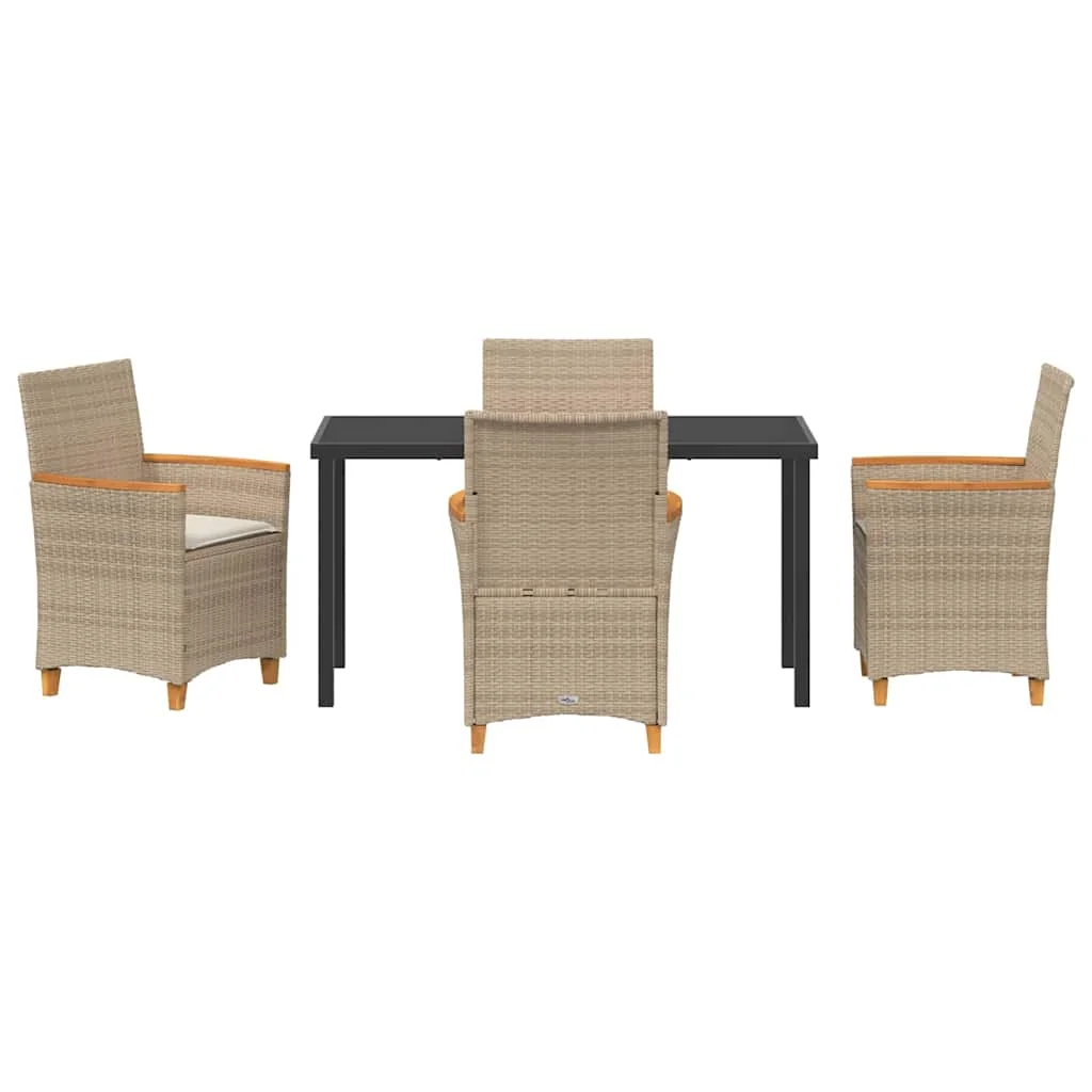 Záhradný jedálenský set 5 pcs Béžová polyratan
