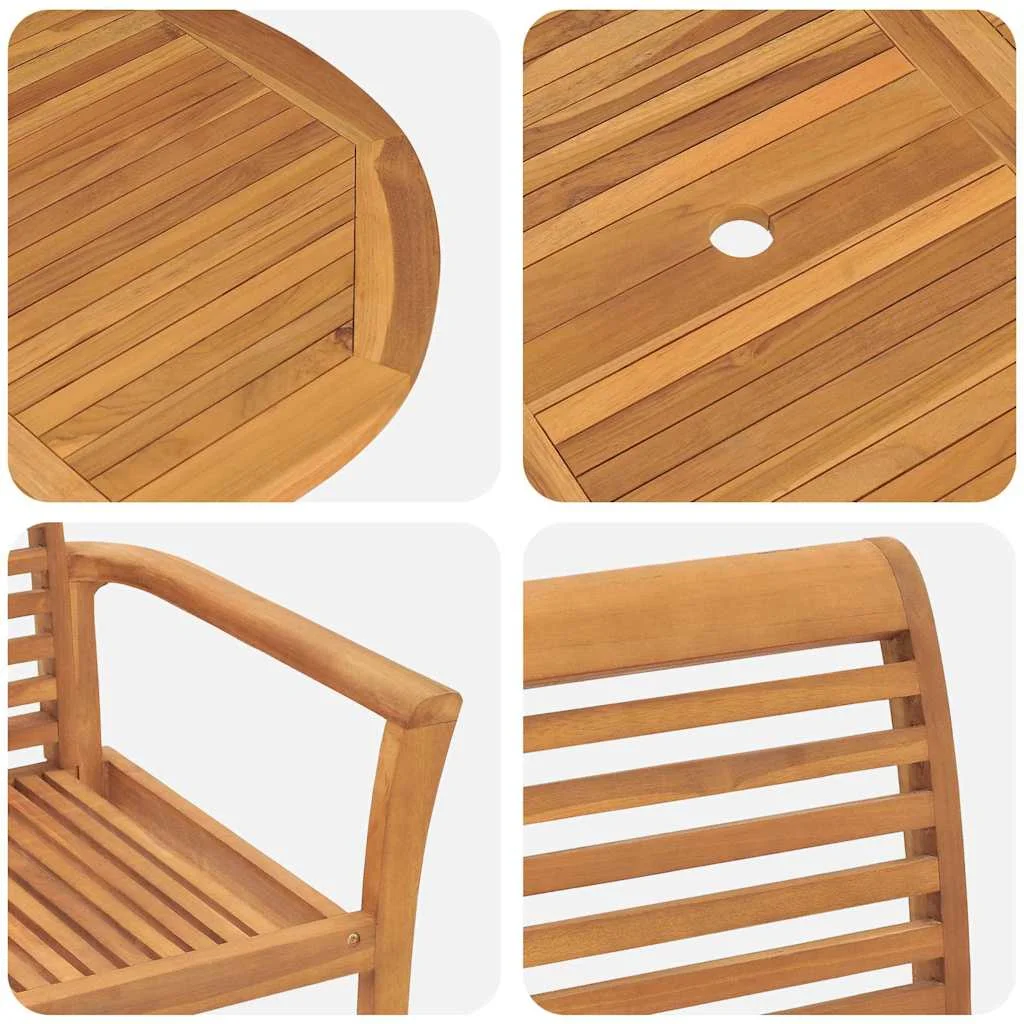 Záhradný jedálenský set 7 pcs Hnedá Tíkový masív