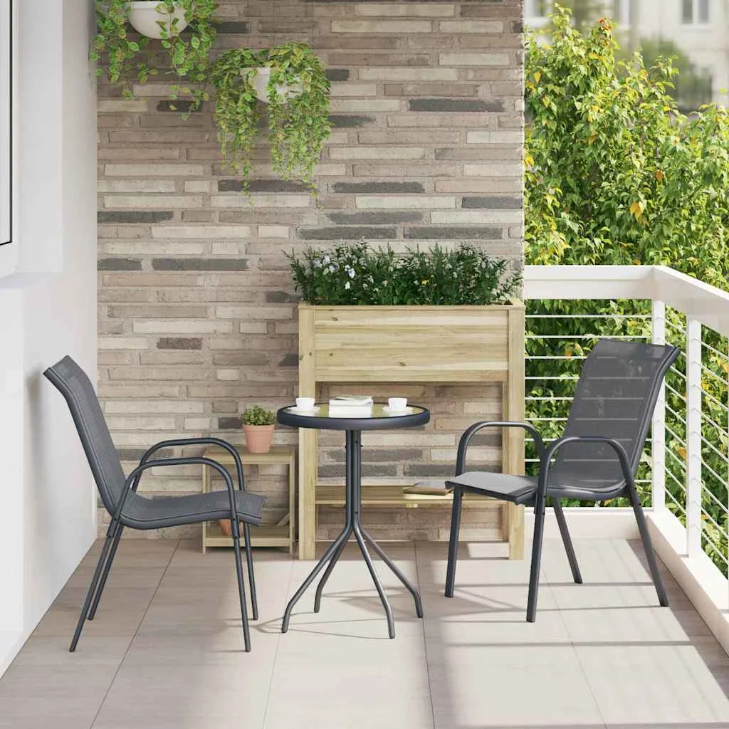 Záhradný bistro set 3 pcs Sivá Oceľ