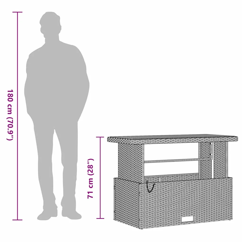 Záhradný jedálenský set Sivá polyratan