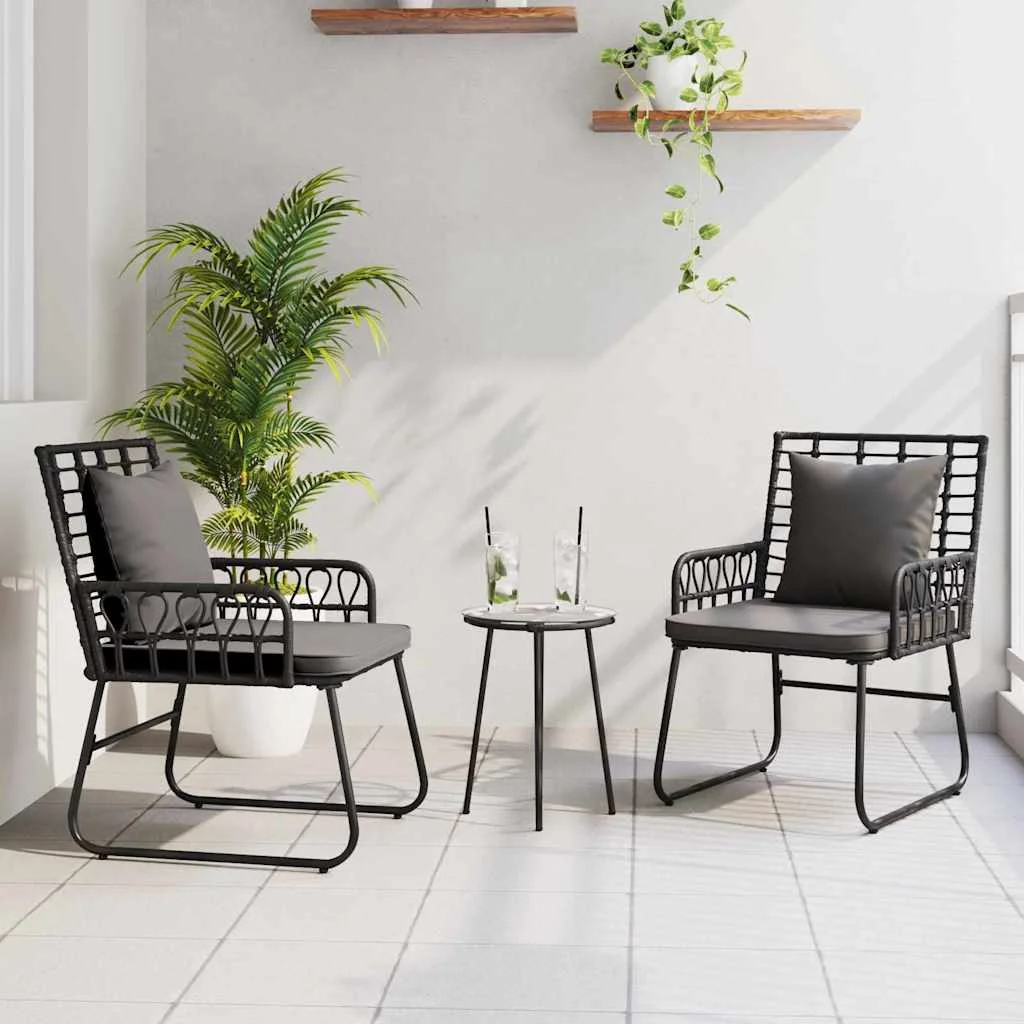 Záhradný jedálenský set 3 pcs Čierna a antracit polyratan