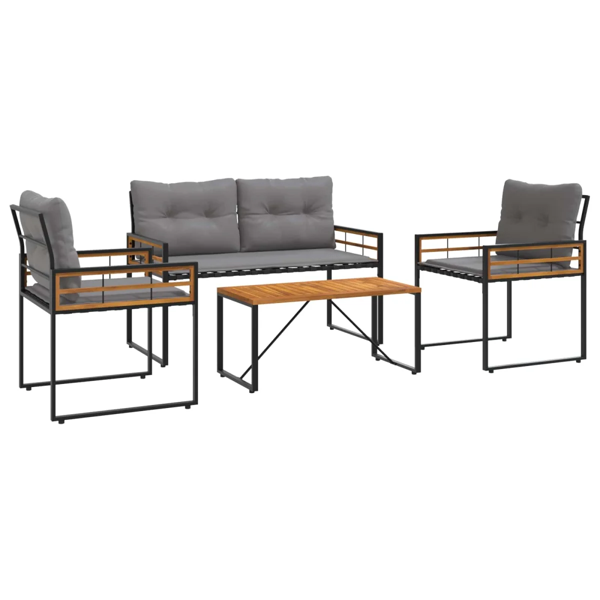 Záhradný nábytok s vankúšom 4 pcs Svetlosivá