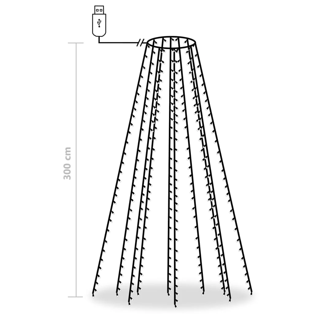 Svetelná sieť na vianočný stromček 300 LED, studená biela 300cm