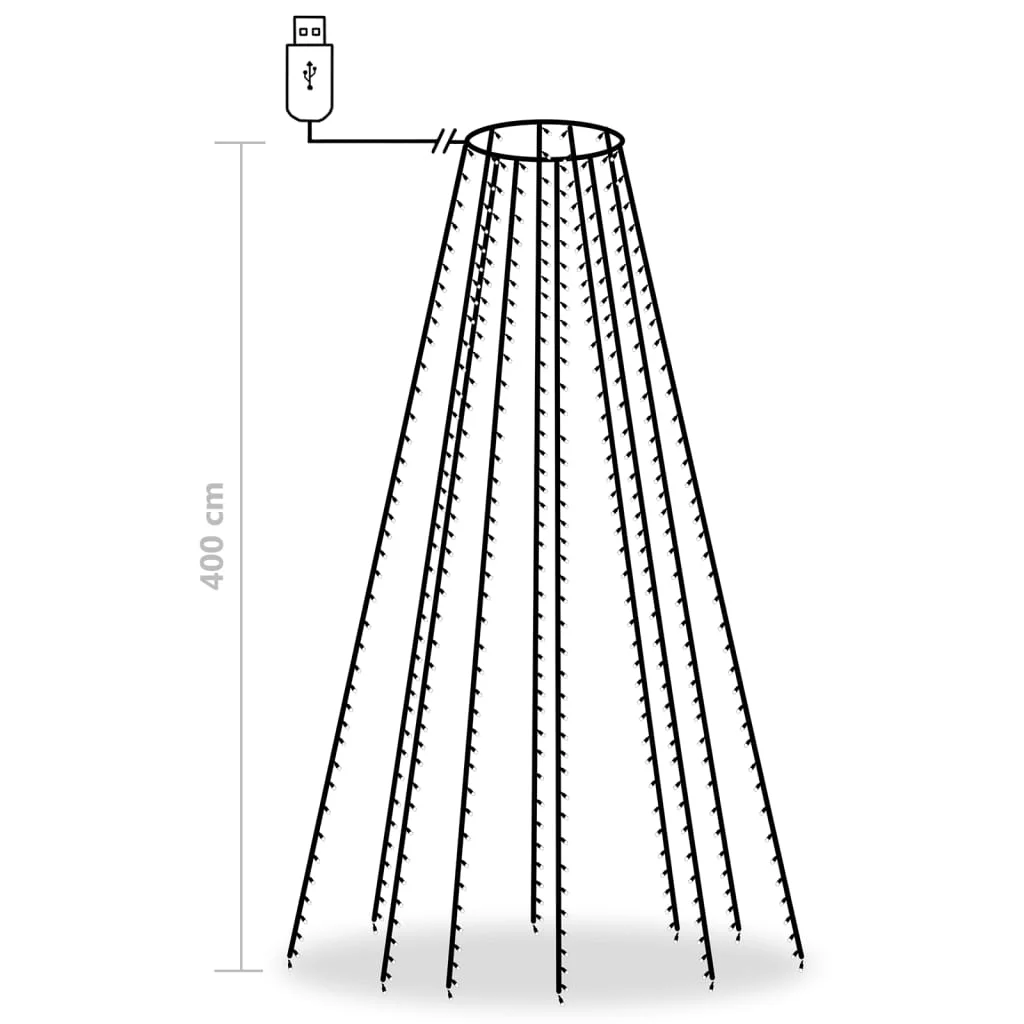 Svetelná sieť na vianočný stromček 400 LED, farebná 400 cm