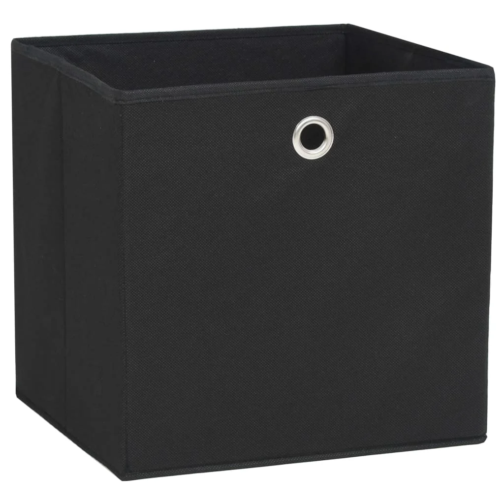 Úložné boxy, 10 ks, netkaná textília, 32x32x32 cm, čierne