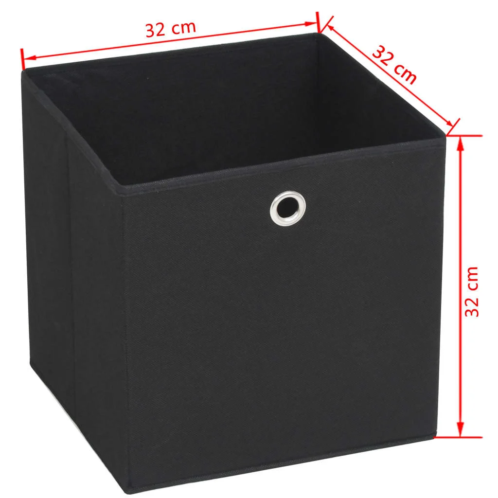 Úložné boxy, 10 ks, netkaná textília, 32x32x32 cm, čierne