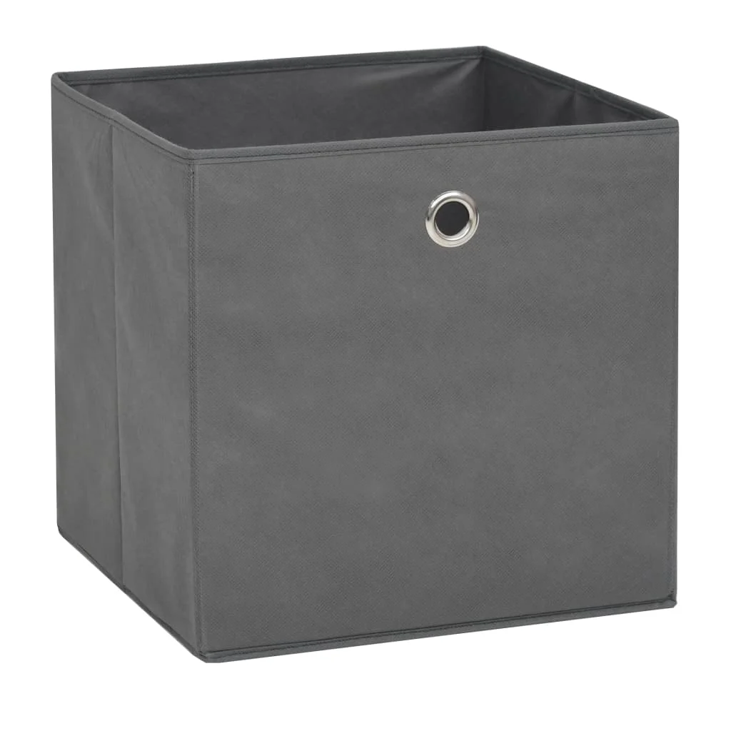Úložné boxy, 10 ks, netkaná textília, 32x32x32 cm, sivé